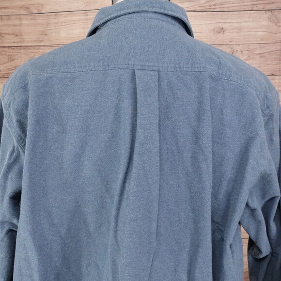 LL BEAN BLUE LONG SLEEVE THICK CHAMOIS CLOTH BUTTON DOWN SHIRT MENS XL REG WARM - Picture 5 of 6